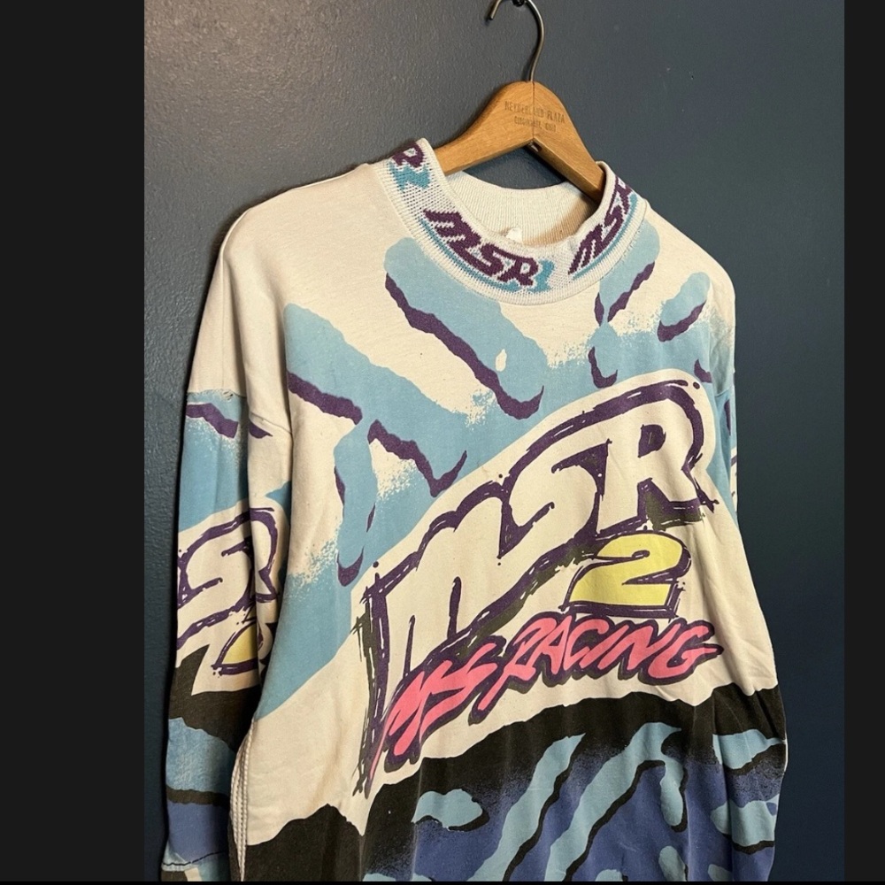 Vintage 80’s MSR 2 Motocross Racing Long Sleeve Shirt Size XL